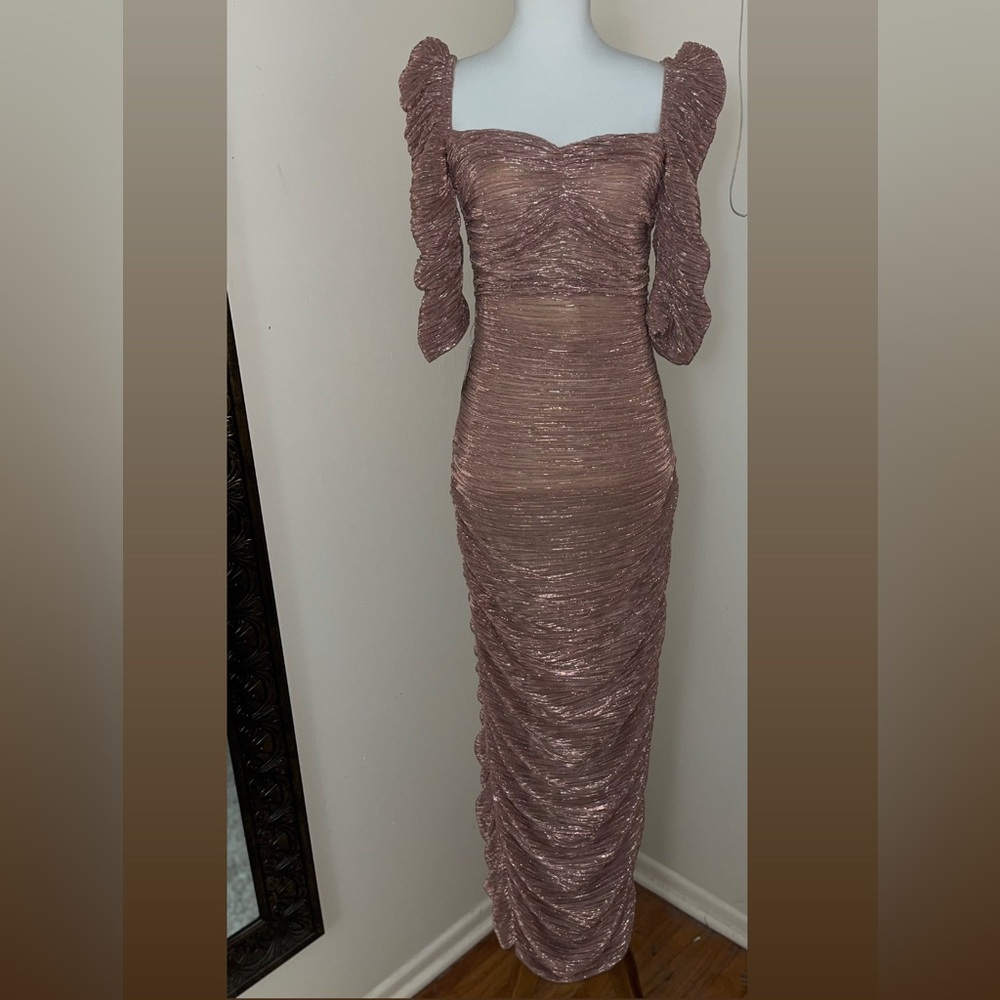 Ruched Chiffon Long Maxi Dress